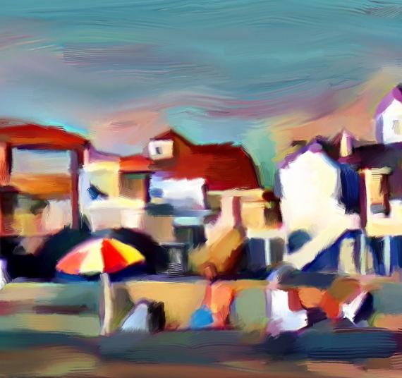 Lazy October Sunday Pirates Beach Galveston Painting by Zoran Nikolic zoom in #1